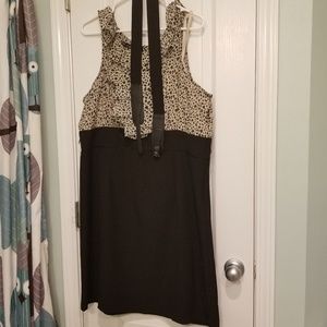 Cheetah print and black dress with belt